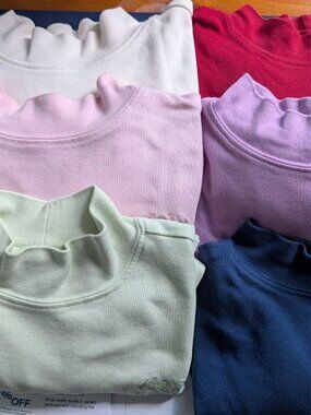 BLAIR Short-Sleeve Mock Turtlenecks - QTY 6 - Cotton